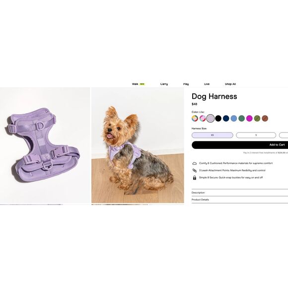 Wild One Yellow Dog Harness (Size XS) - Picture 4 of 4